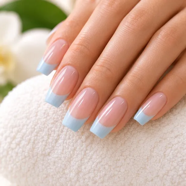 Gel-X with light blue French tips