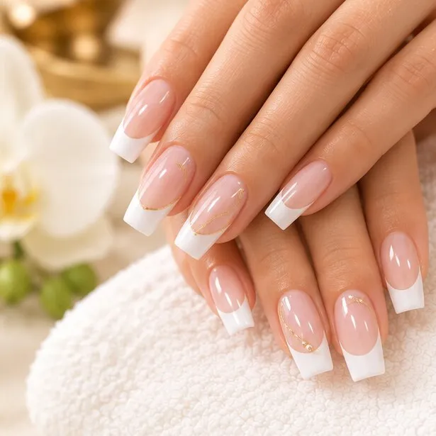French tips with a small gold detail